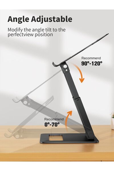 tounee Laptop Stand for Desk Adjustable Height Telescopic Riser Fits 10-17in (Black)