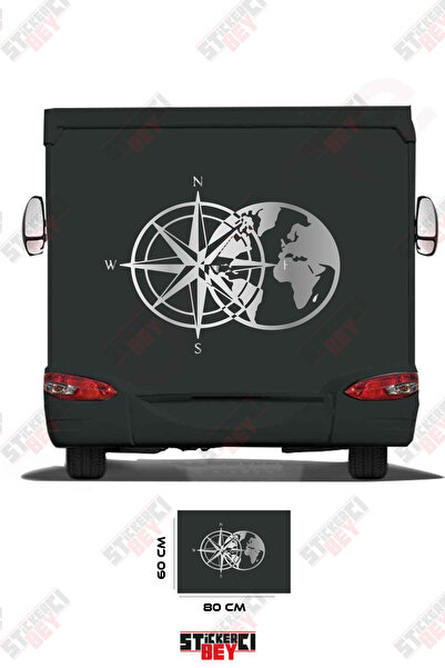 STİCKERCI BEY ملصق تزيين للعربات المتنقلة بتصميم البوصلة والعالم