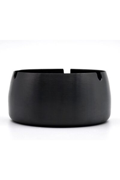 skyzone Stainless Steel Round Ashtray, Black, 10 cm Diameter