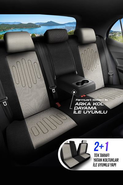 Panda Kılıf Panda Vibe Series Linen Fabric Car Seat Cover - Full Set