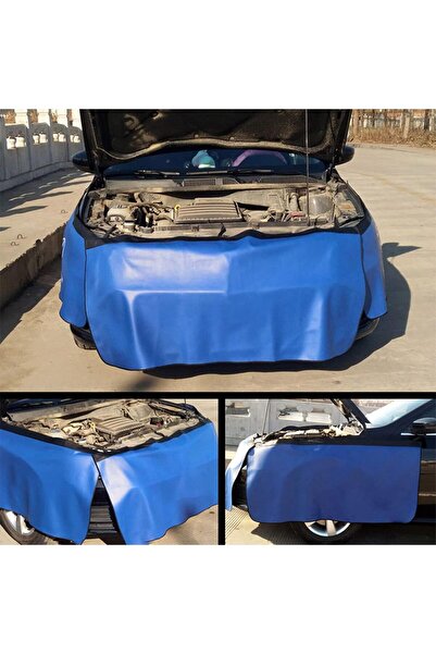 Generic Roboraty 3Pcs Magnetic Fender Cover PU Leather Protective Mat, Blue 110x45cm
