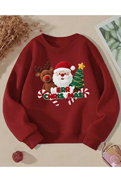 Touz Moda Christmas Design 3 Thread Thick Young Crew Neck Sweatshirt