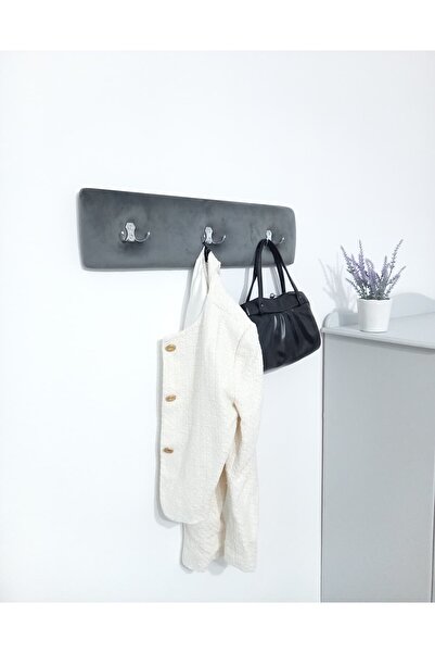 basero Basero upholstered coat rack, grey velvet, 15 x 60 cm