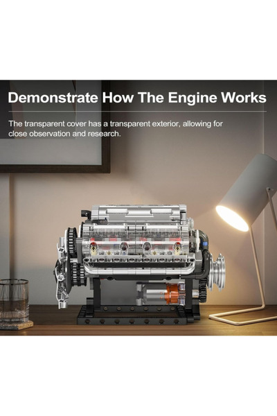 IQ Toys Classic V8 Engine, STEM Kit with Real Design and Functions, 552 pieces, battery operated