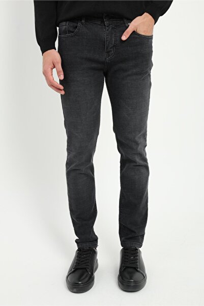 Dufy Siyah Slim Fit Denim Erkek Pantolon