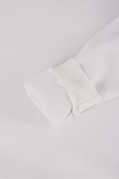 Rekormoda Christmas Printed Sweatshirt Girls-Boys Children's Christmas Themed Crew Neck 3-Thread Fleece-Lined 5-10 Years Old Ecru