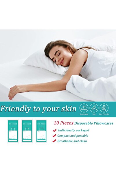 Goodern Disposable Pillow Case Covers (White) - 10 pcs, Non-Woven, Single-Use Travel/Hotel Pillowcas