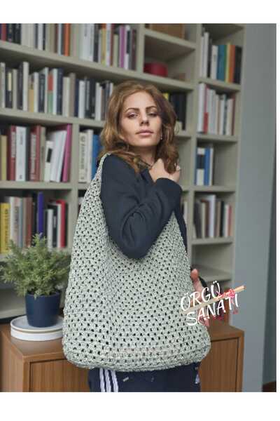 Örgü Sanatı DilekÇak El Örgüsü Rafya İp Heybe Çanta