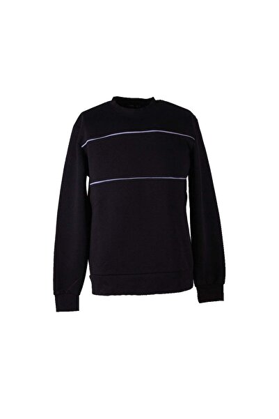 trender Üç İp Ş Fleece-Lined B Piped Black Men's Sweatshirt 5721