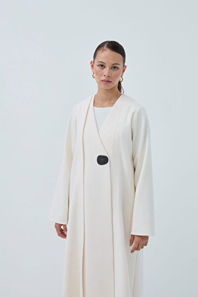 ViadelAtelier TEK DÜĞMELİ KIŞ KAŞE ABAYA