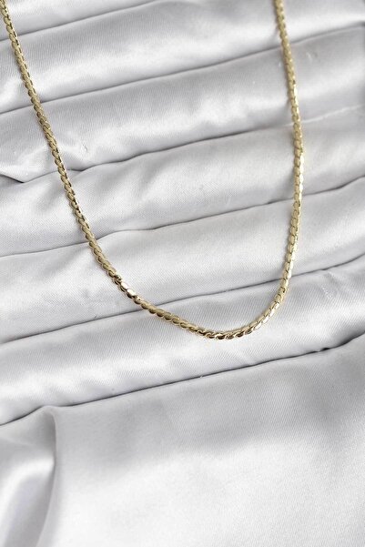 Nehir 14K Gold Renk Kaplama Ezme Zincir Model CM Kadın Kolye Sevgililer Annel...