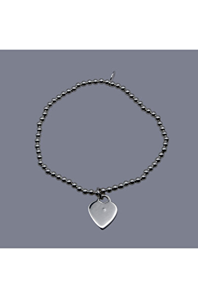 Velvet 925 Silver Bracelet with Beads and Heart Pendant