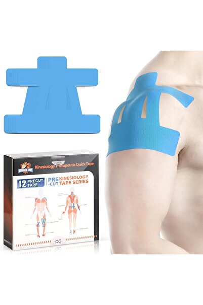 NALACAL شريط الحركة للكتف، 12 قطعة مقطوعة مسبقًا، شريط رياضي مرن من القطن مقا...