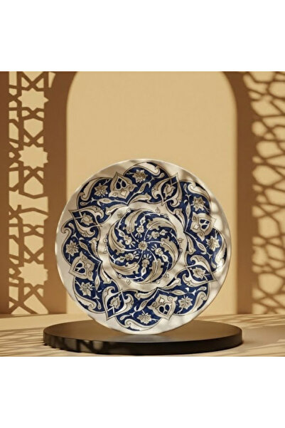 Bazra İç Giyim Handcrafted Rumi Motif Cobalt Blue & Gilded Decorative Tile Plate