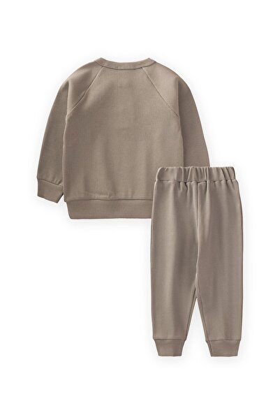 Cigit Reglan Sleeve Patched Men's Basic Suit 1-8 Years Old S Mink