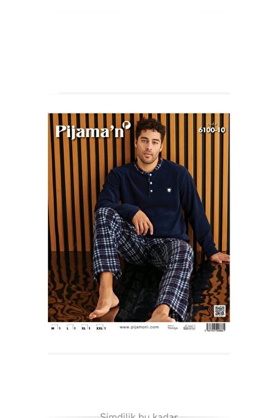 Pijamoni Ανδρικό Σετ Πιτζάμες Χειμερινό Φλις Καρό 6100