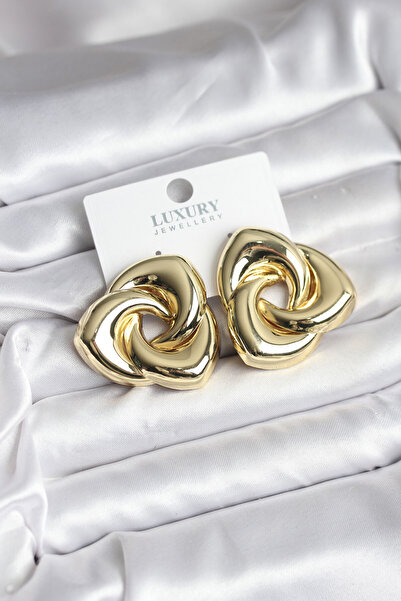 Clariss Brass Gold Color Geometric Vintage Women Earrings -Kp-1045