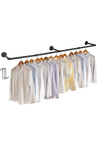 MEDLA Wall-Mounted Industrial Pipe Clothes Rack - Heavy Duty Garment Rail (18...