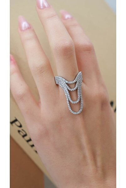 Jerie Full Zircon Stone Flow Design Adjustable Ring