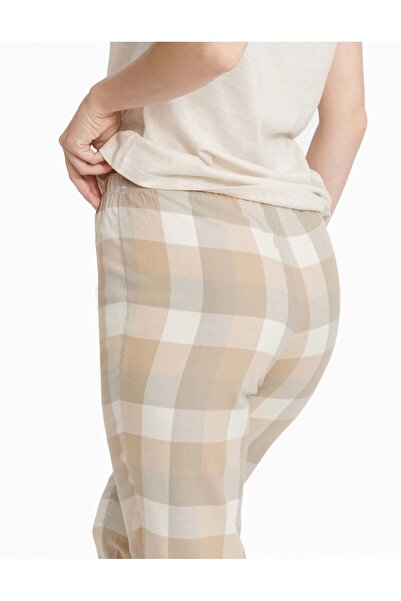 ESOTIQ Women's Classic Pajama Set 2-Piece T-Shirt & Slim Pants Plaid 100% Cotton Comfortable | Mallow