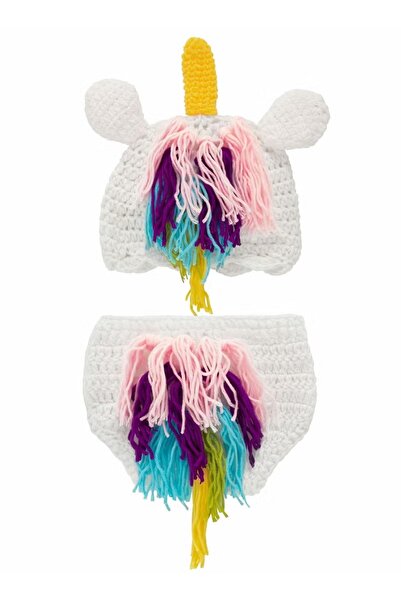 Generic Crochet unicorn costume, newborn clothing for photography support, knitted animal costume