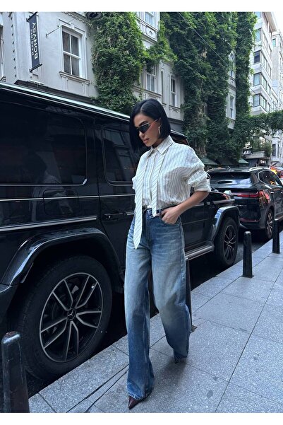 D'RECCY ЖЕНСКИ ВИНТАЖНИ ДЪНКИ С ВИСОКА ТАЛИЯ И ШИРОКИ КРАЧЕЦИ С КОЛАН