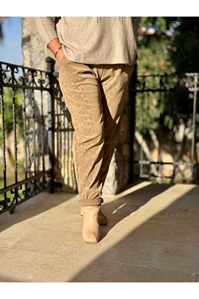 Punta Otantik Nc242976 Italian Leopard Print Leather Trousers Beige