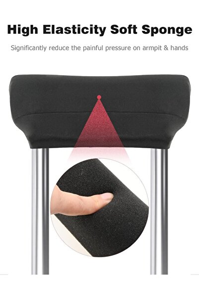 NALACAL Crutch Pads for Armpits & Hand Grips with Anti-Slip Foot Pads, 4-Pack (Black)