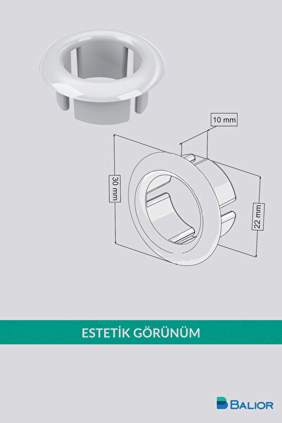 BALİOR LAVABO SU TAŞMA YÜZÜĞÜ PARLAK BEYAZ