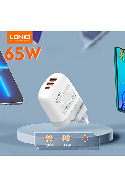 LDNIO Încărcător universal 65W, 3 porturi USB, priză europeană, cablu Type-C ...