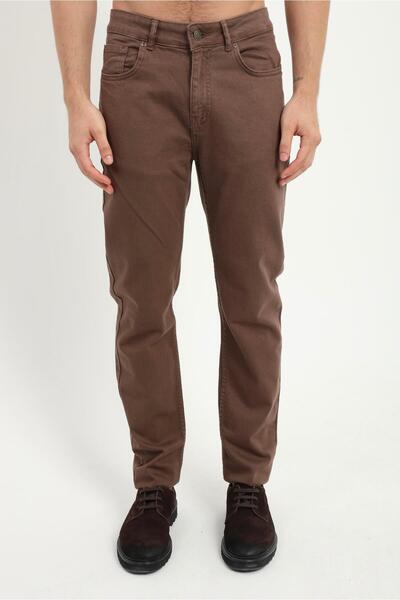 Dufy Kahve 5 Cep Düz Renk Slim Fit Erkek Pantolon
