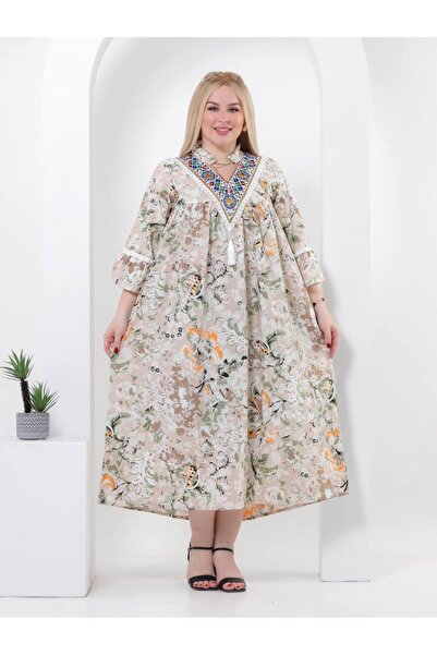 AFandina Exclusive floral midi jalabiya with a modern design