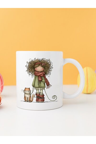 IŞILAY PROMOSYON فتاة غريبة مع قطة كوب بارداك موديل 18