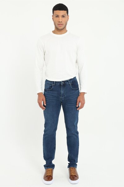 Dufy Men's Regular Fit M.Navy Blue Jeans