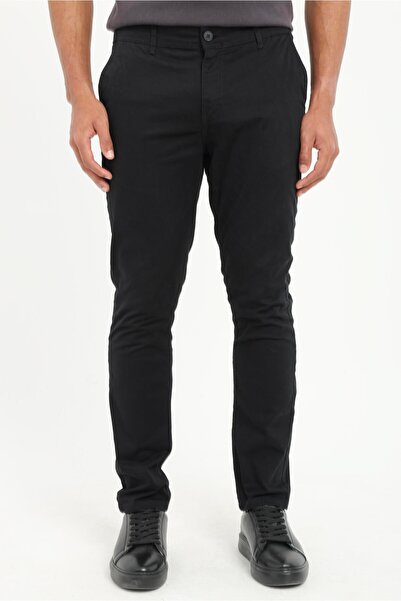 Dufy Siyah Regular Fit Düz Erkek Pantolon