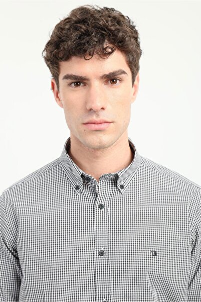 Dufy Siyah Çizgili Regular Fit Erkek Gömlek