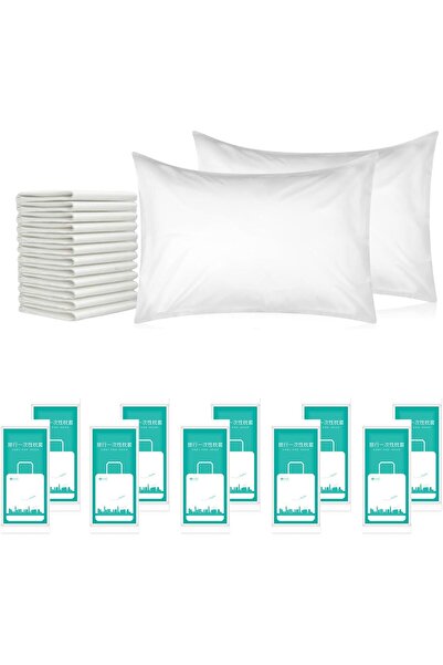Goodern Disposable Pillow Case Covers (White) - 10 pcs, Non-Woven, Single-Use Travel/Hotel Pillowcas