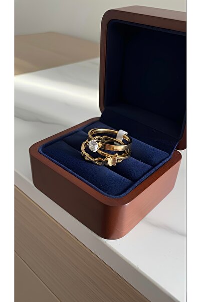 İNN JEWELLERY Steel Ring Does Not Tarnish (Size 8) 3 Pcs Solitaire 2 Years Importer Warranty)