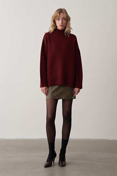 Mathilda Store Bordo Dik Yaka Kazak