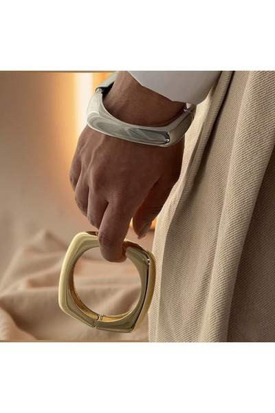 Xui Trend Marka Model Özel Seri Çelik Kare Köşeli Model Tasarım Kelepçe Bilek...