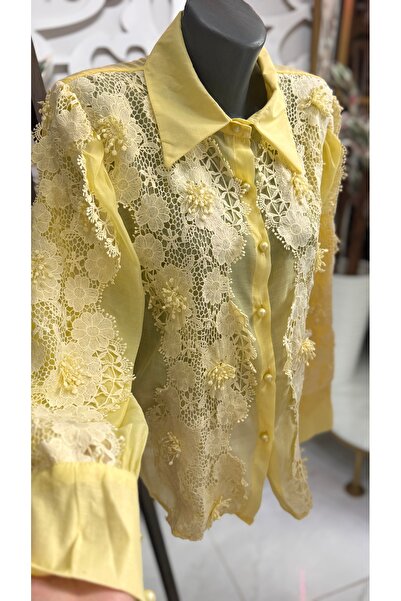 ŞEHRAZAT BUTİK Guipure Floral Stone Design Shirt