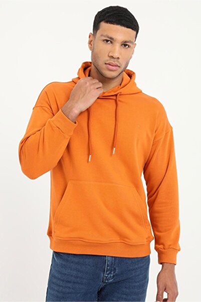 Dufy Kiremit Regular Fit Kapüşonlu Erkek Sweatshirt