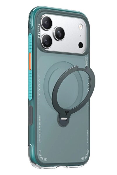 TORRAS iPhone 17 Pro Max Magsafe Compatible O Stand Spin Air Case – Impact Protection Transparent Navy Blue