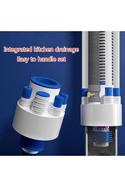 KASTWAVE نظام أنابيب تصريف حوض المطبخ 3 في 1، مضاد للرائحة، وصلة تي مسبقة الت...