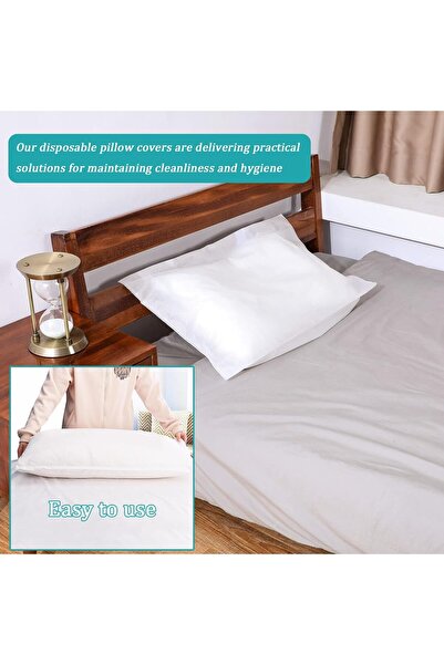Goodern Disposable Pillow Case Covers (White) - 10 pcs, Non-Woven, Single-Use Travel/Hotel Pillowcas