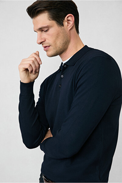 Kiğılı Regular Fit Polo Neck Plain Knit Sweater