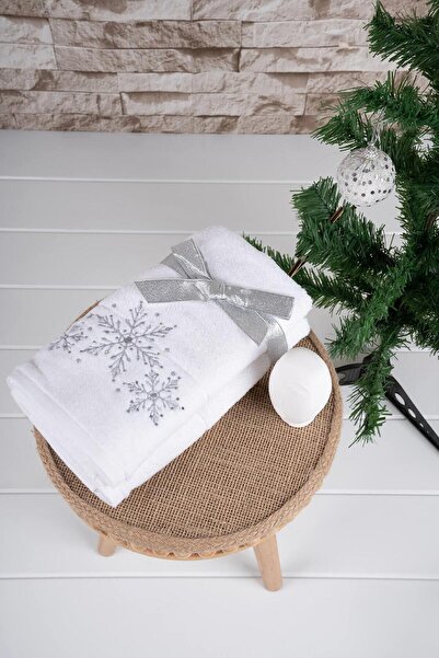 Baveno 100% Cotton Double 40X70 cm Christmas Embroidered Towel/Towel Set