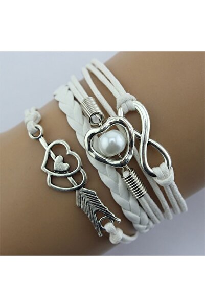 OEM Γυναικείο βραχιόλι από οικολογικό δέρμα με μενταγιόν σε σχήμα καρδιάς και...