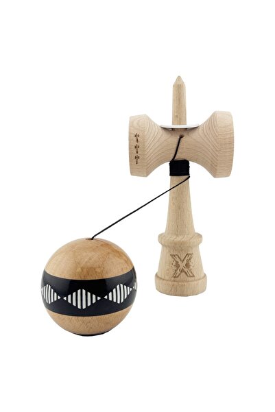 OEM Kendama originala profesionala lemn, cupe mari King Size V3, super sticky, 18 cm, negru/maro