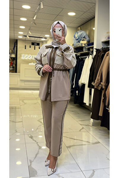 Vosse Moda İlgi Vizon Tüvid Detaylı Eşofman Takım